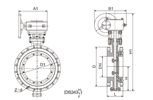 DS343H 双向压法兰蝶阀(图1)